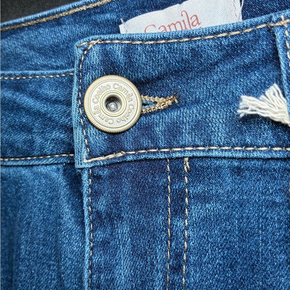 Camila Coelho Crystal Rhinestone Jeans Size 2 Medium Wash Straight Leg Fancy NWT - Picture 3 of 14